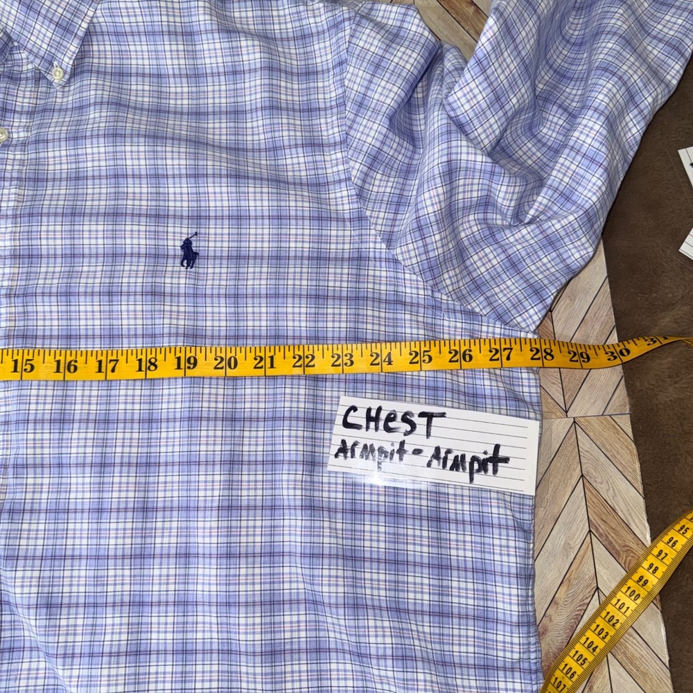 Ralph Lauren Plaid Button Down Shirt Mens XXL Blue White Long Sleeve Cotton Logo - Picture 10 of 14